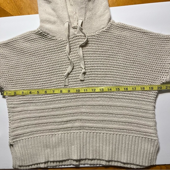 Aeropostale Knit Cropped Hooded Sweater Cream Womens Sz Medium Boho - Picture 9 of 14
